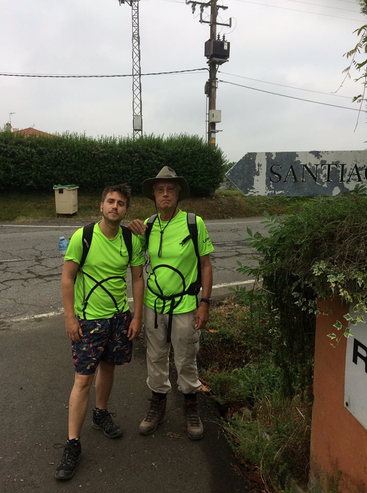 My father and I ready for another day of walking