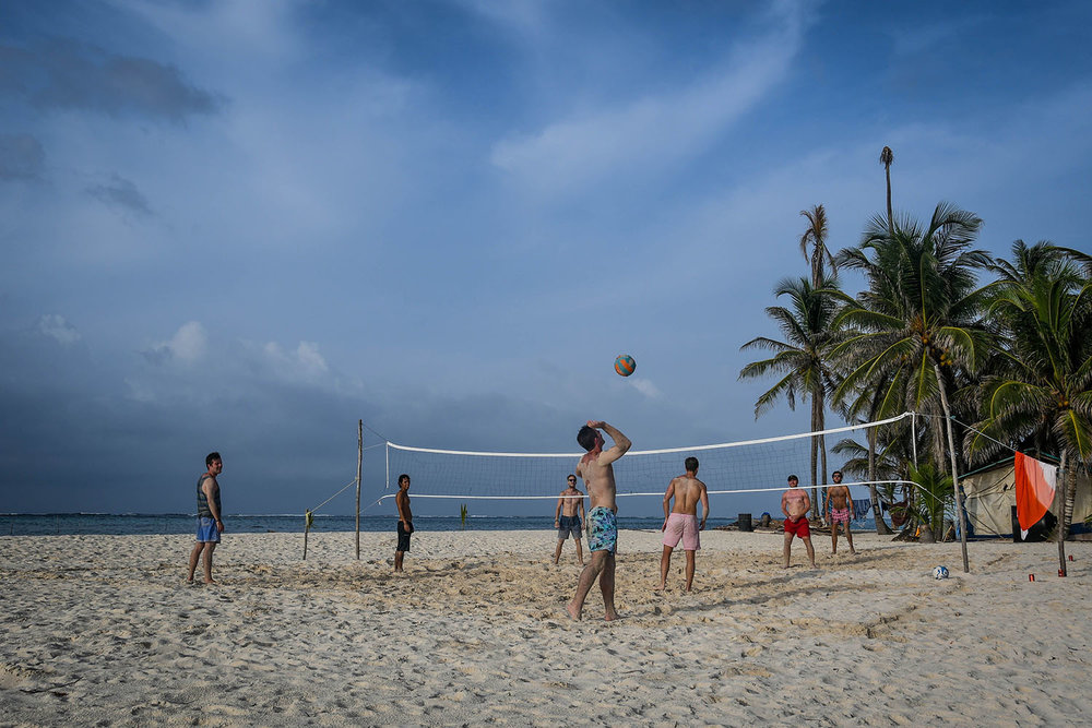Volleyball courts on the beach