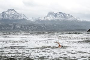 Swimming near the Italy Glacier in Tierra del Fuego