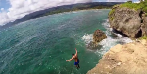 There's a spot along Laie Point without any shrubbery where you can jump freely 
